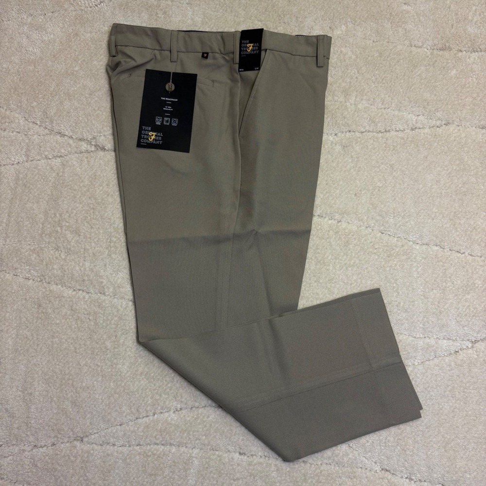 Farah The Roachman Mens Trousers 34W 27L Taupe Regular Fit NEW WITH TAGS